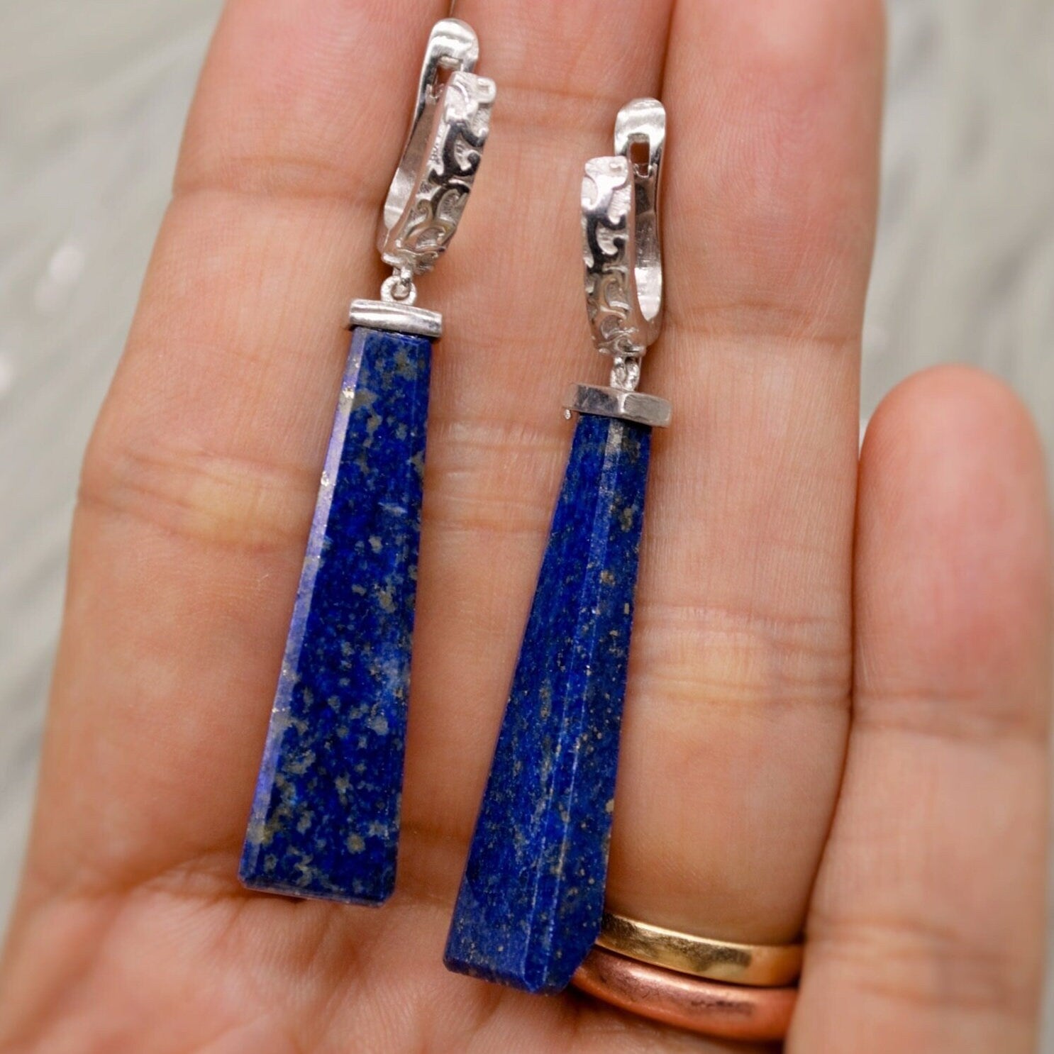 Lapis Lazuli Sterling Silver Drop Earrings, December Birthstone Jewelry, Lapis Jewelry, Dangle Drop Earrings, Best Friend Gift For Her