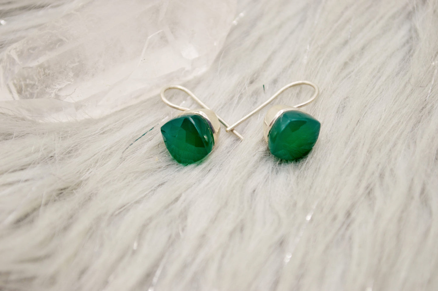 Green Onyx Earrings, Sterling Silver Gemstone Earrings, Dangle Drop Earrings, Handmade Earrings, Gifts For Her