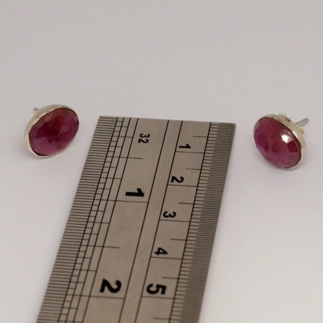 Ruby Silver Stud Earrings, Sterling Silver Red Earrings, Gift For Her, Handmade Minimalist Gemstone Earrings, July Birthstone Jewelry