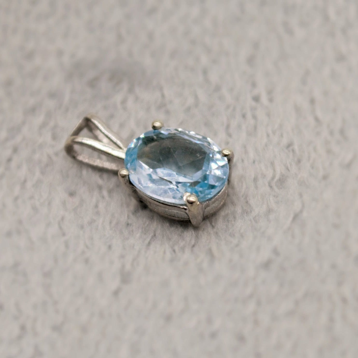 Blue Topaz Pendant Necklace, Dainty Sterling Silver November Birthstone Pendant