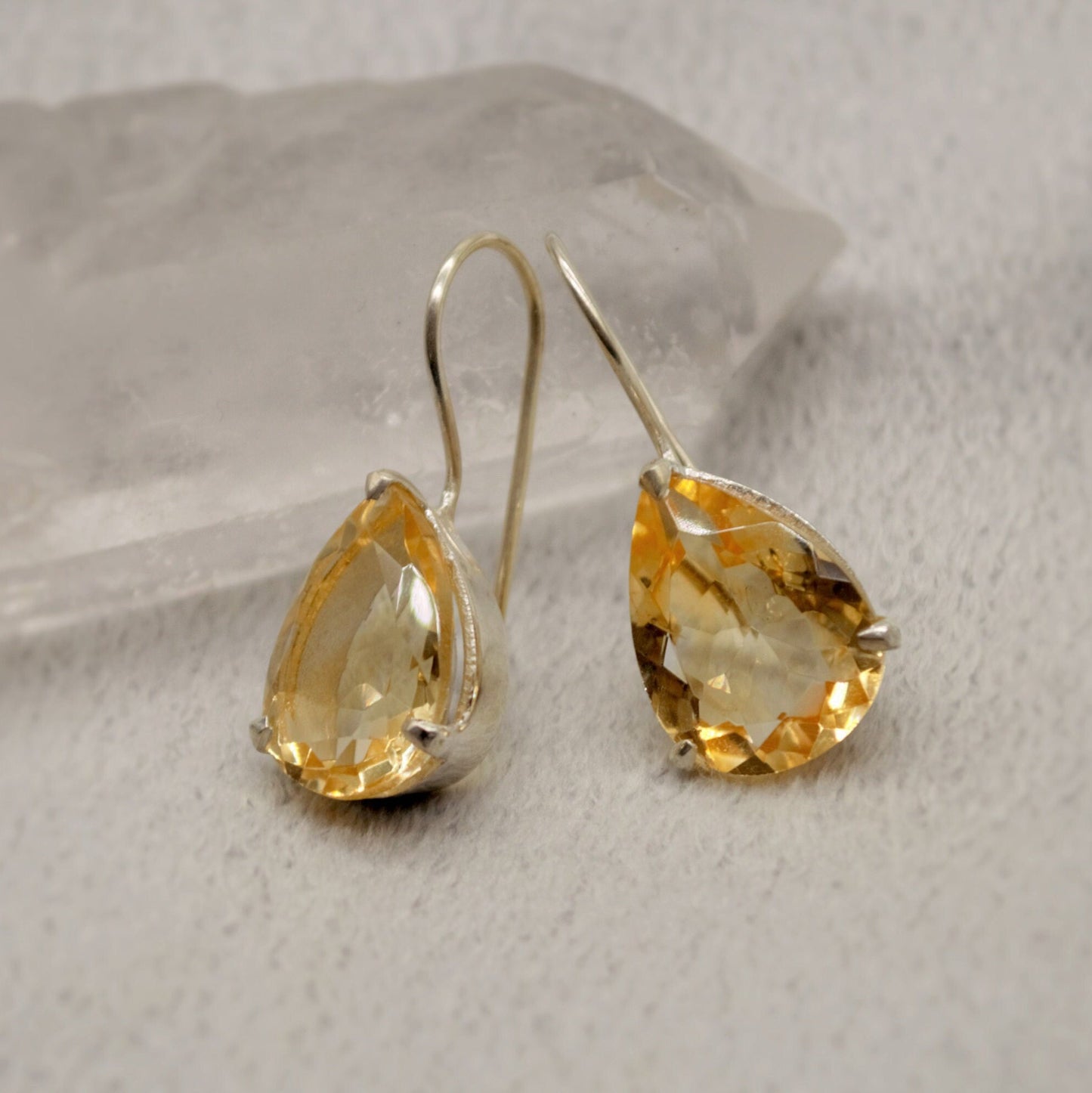 Citrine Gold Earrings, November Birthstone, Dainty Teardrop Gemstone Earrings, Citrine Jewelry, Unique Dangle, Birthday Gifts For Her