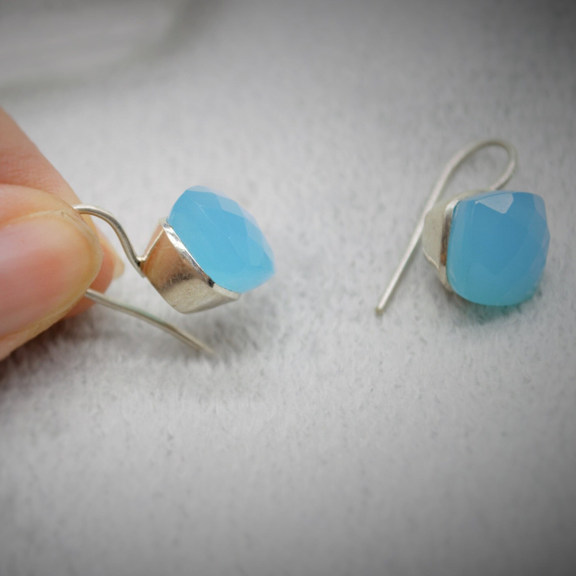 Blue Chalcedony drop earrings, Sterling Silver Gemstone Earrings, Dangle Drop Earrings, Handmade Earrings, Gifts For Her