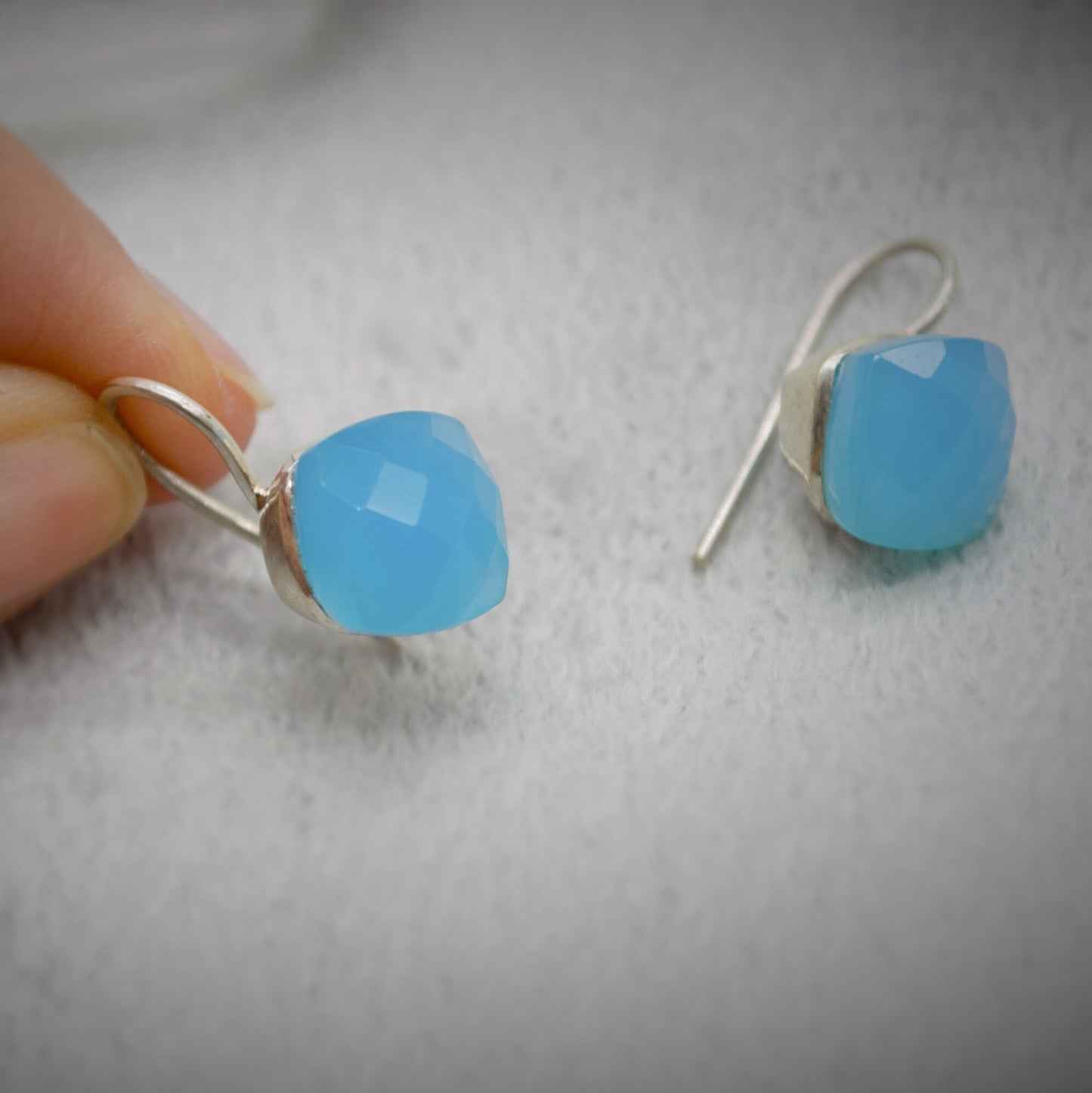 Blue Chalcedony drop earrings, Sterling Silver Gemstone Earrings, Dangle Drop Earrings, Handmade Earrings, Gifts For Her